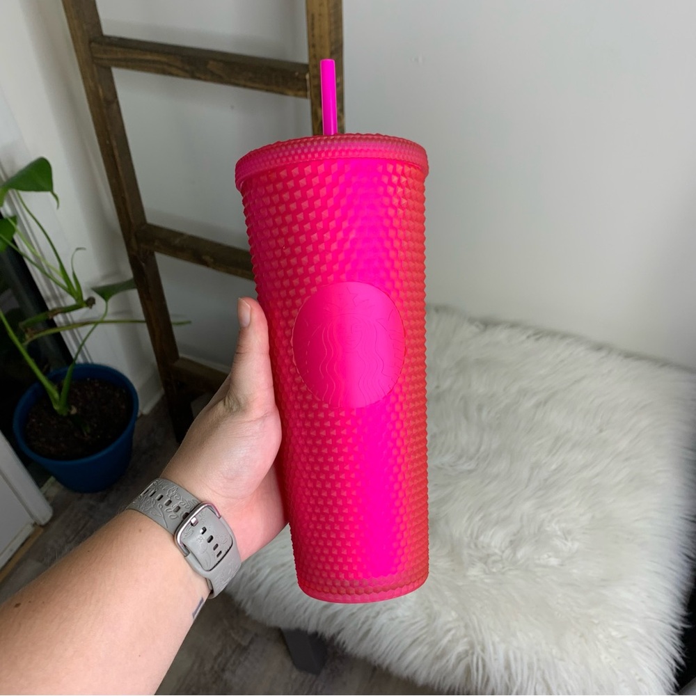 Starbucks Barbie Pink Matte 24oz Studded Straw Cup Tumbler